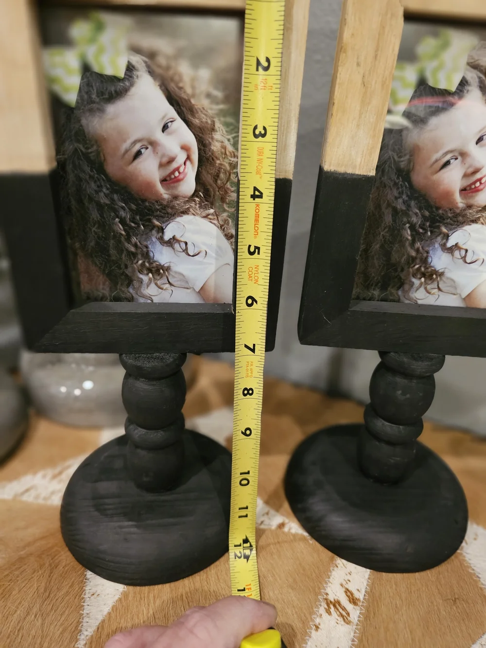 Pair Of Two-Tone Black and Natural Wood Pedestal Picture Frame, NWT